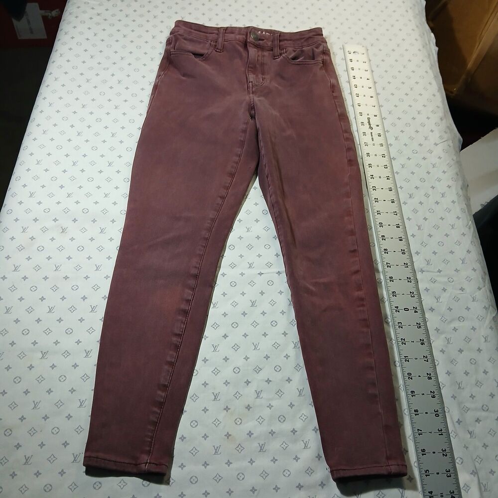 American Eagle Skinny Jeans High Rise Jegging Women's 2 Stretch Burgundy 10151